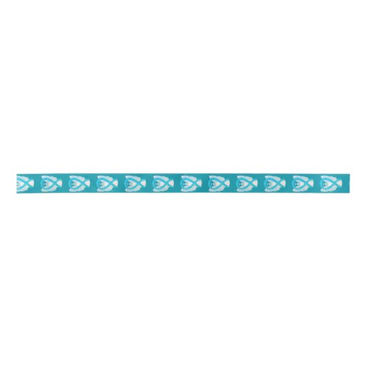 Turquoise Awareness Ribbon Angels Custom Design Satijnen Lint (Voorkant)