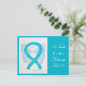 Turquoise Awareness Ribbon Custom Angel Briefkaart (Staand voorkant)