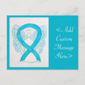 Turquoise Awareness Ribbon Custom Angel Briefkaart (Voorkant)