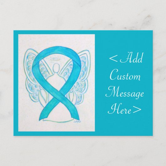Turquoise Awareness Ribbon Custom Angel Briefkaart (Voorkant)