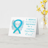 Turquoise Awareness Ribbon Custom Angel-kaarten Kaart (Gele Bloem)