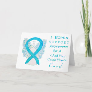 Turquoise Awareness Ribbon Custom Angel-kaarten Kaart