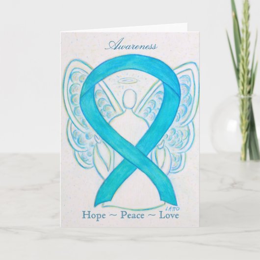 Turquoise Awareness Ribbon Wenskaart Kaart (Voorkant)