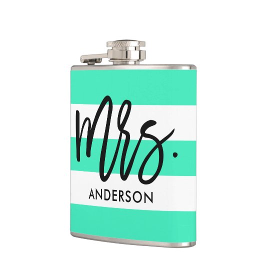 Turquoise Awning Stripes en Mrs Text Heupfles (Links)