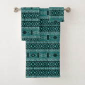 Turquoise Aztec Southwest Design Bad Handdoek (Insitu)