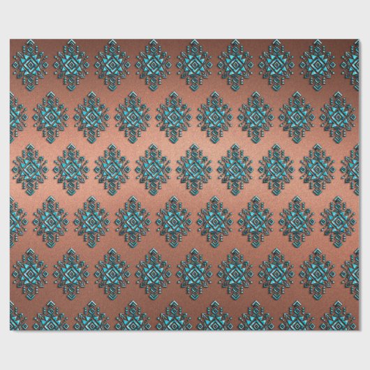 Turquoise Aztec-symbool Cadeaupapier (Vlak)