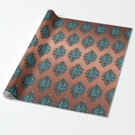 Turquoise Aztec-symbool Cadeaupapier