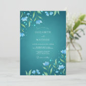 Turquoise Azuur Aquarel Bruiloft Kaart (Staand voorkant)