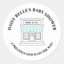 Turquoise Baby & Co. Shower Favor Bags Ronde Sticker