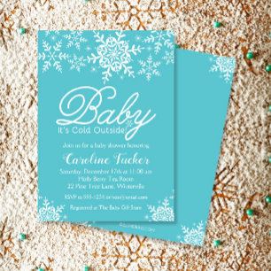 Turquoise Baby its koude buitenste Baby shower Kaart