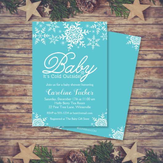 Turquoise Baby its koude buitenste Baby shower Kaart