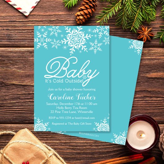 Turquoise Baby its koude buitenste Baby shower Kaart