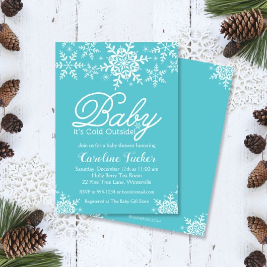 Turquoise Baby its koude buitenste Baby shower Kaart