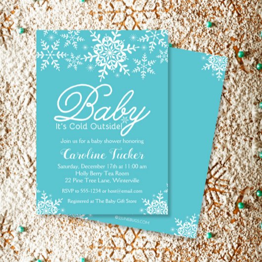 Turquoise Baby its koude buitenste Baby shower Kaart