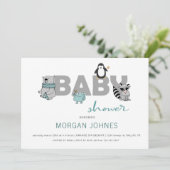Turquoise baby’ s | Uitnodiging tot Baby shower (Staand voorkant)