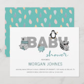 Turquoise baby’ s | Uitnodiging tot Baby shower (Voorkant / Achterkant)