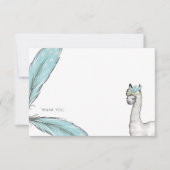 Turquoise Baby shower Boho Lama Bedankt Opmerking (Voorkant)