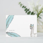 Turquoise Baby shower Boho Lama Bedankt Opmerking (Staand voorkant)