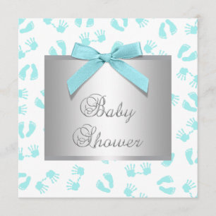 Turquoise Babyhanden Voeten Baby Shower Kaart