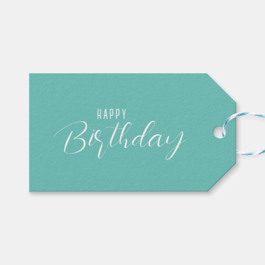 Turquoise background white moderne Typografie Cadeaulabel (Voorkant (Horizontaal))