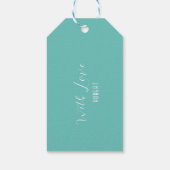 Turquoise background white moderne Typografie Cadeaulabel (Achterkant)
