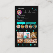 Turquoise Bakery Instagram Chef QR-code Visitekaartje (Voorkant)