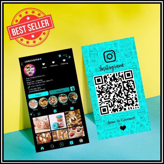 Turquoise Bakery Instagram Chef QR-code Visitekaartje