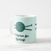 Turquoise Ball in Yarn & Knitting Needles Koffiemok (Voorkant links)