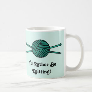 Turquoise Ball in Yarn & Knitting Needles Koffiemok