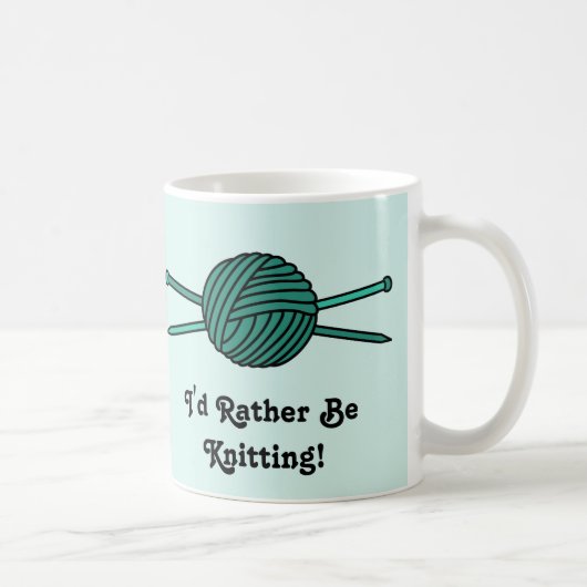 Turquoise Ball in Yarn & Knitting Needles Koffiemok (Rechts)