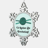 Turquoise Ball van Yarn & Crochet Hooks Tin Sneeuwvlok Ornament (Rechts)