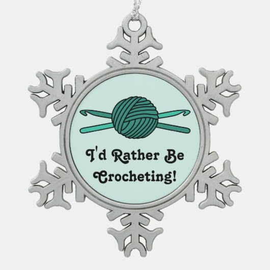 Turquoise Ball van Yarn & Crochet Hooks Tin Sneeuwvlok Ornament (Voorkant)