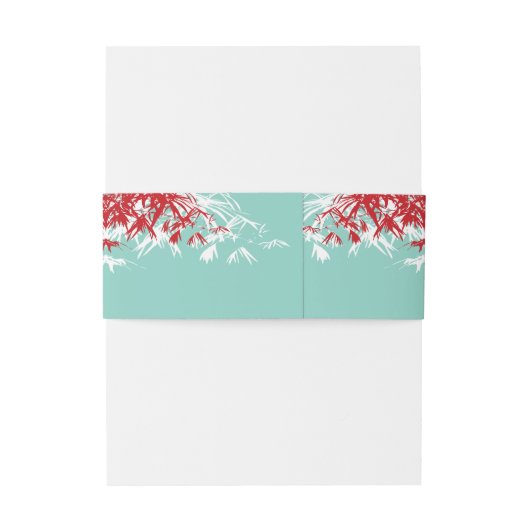 Turquoise bamboe blaadjes dubbel xi chinees bruilo uitnodigingen wikkel (Achterkant Voorbeeld)
