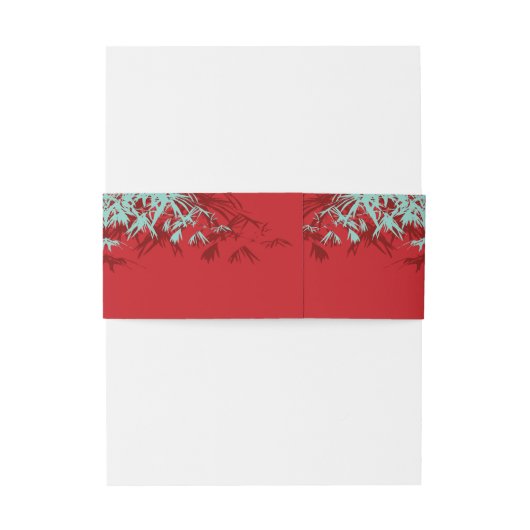 Turquoise bamboe blaadjes dubbel xi chinees bruilo uitnodigingen wikkel (Achterkant Voorbeeld)