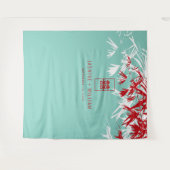 Turquoise Bamboo laat de Chinese bruiloft achter Wandkleed (Voorkant (horizontaal))