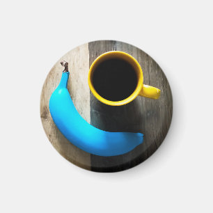 Turquoise Banaan en Gele Koffie Mok – Pop Art Magneet