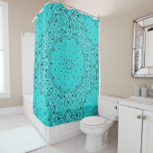 Turquoise Bandana Paisley Boho Hippie Glam Land Douchegordijn (In situ)