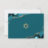 Turquoise Bar Mitzvah Agate Script Bold Modern RSVP Kaartje (Achterkant)