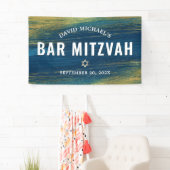 Turquoise Bar Mitzvah Gold Bold Moderne Typografie Spandoek (Insitu)