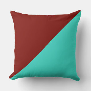 Turquoise & Barn red Solid Color Background Kussen