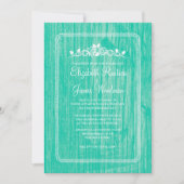 Turquoise  Barn Wood Wedding Invitations Kaart (Voorkant)