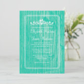 Turquoise  Barn Wood Wedding Invitations Kaart (Staand voorkant)