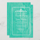 Turquoise  Barn Wood Wedding Invitations Kaart (Voorkant / Achterkant)