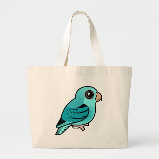 Turquoise Barred Parakeet Grote Tote Bag (Voorkant)