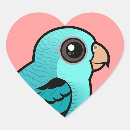 Turquoise Barred Parakeet Hart Sticker (Voorkant)