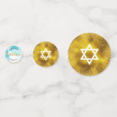 Turquoise Bat Mitzvah Gold Foil Script Waterverf Confetti (Achterkanten)