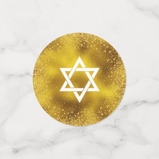 Turquoise Bat Mitzvah Gold Foil Script Waterverf Confetti (Kleine voorkant)