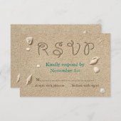 Turquoise Beach Sandy Toes Salty Kisses RSVP (Voorkant / Achterkant)