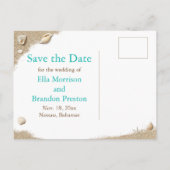 Turquoise Beach Sandy Toes Salty Photo Save Date Aankondigingskaart (Achterkant)