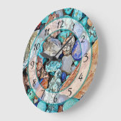 Turquoise Beach Stones Faux Stone Gem Clock Grote Klok (Hoek)